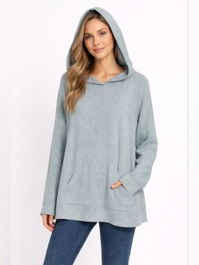 Barefoot Dreams Cozy Chic Ultra Lite Pullover Hoodie Aqua Mist Size 3X